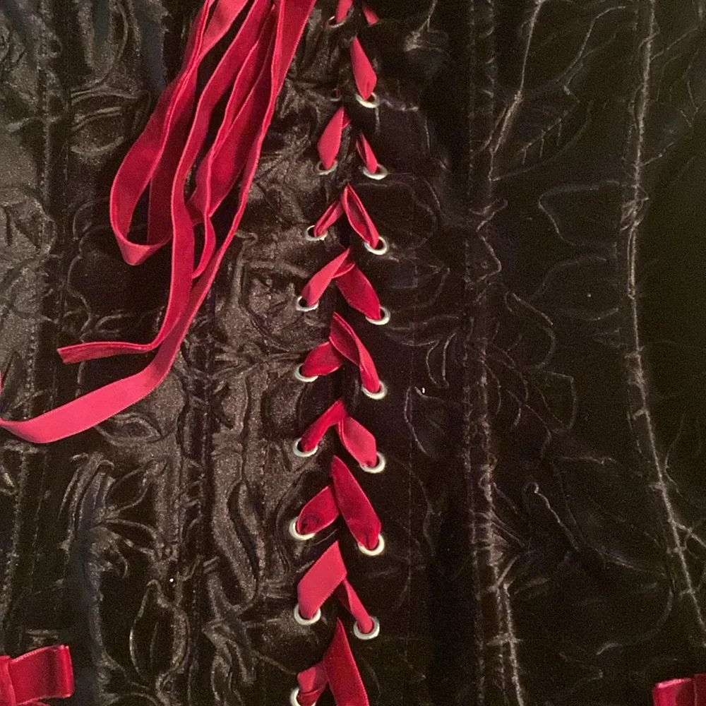 Lovers lane brand velvet corset. Back hooks and push up bra inside - Picture 4 of 15